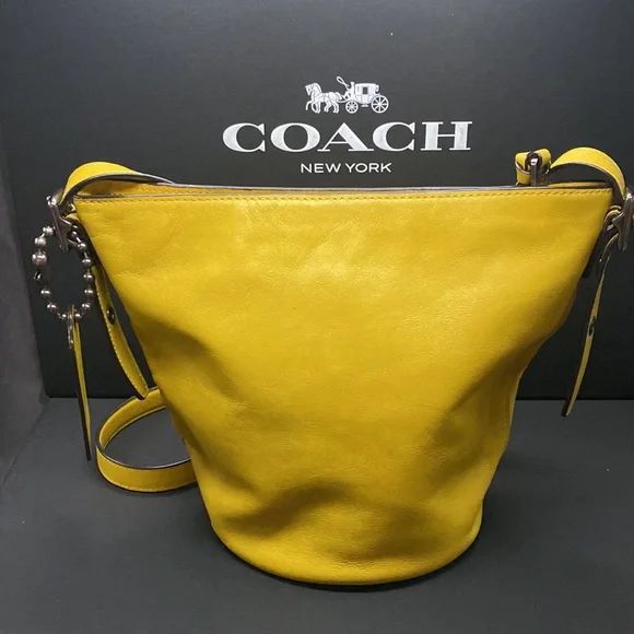 Coach Duffle 16 Bucket Original Legacy Vintage Purse Bag Crossbody Leather Yello - Picture 3 of 6